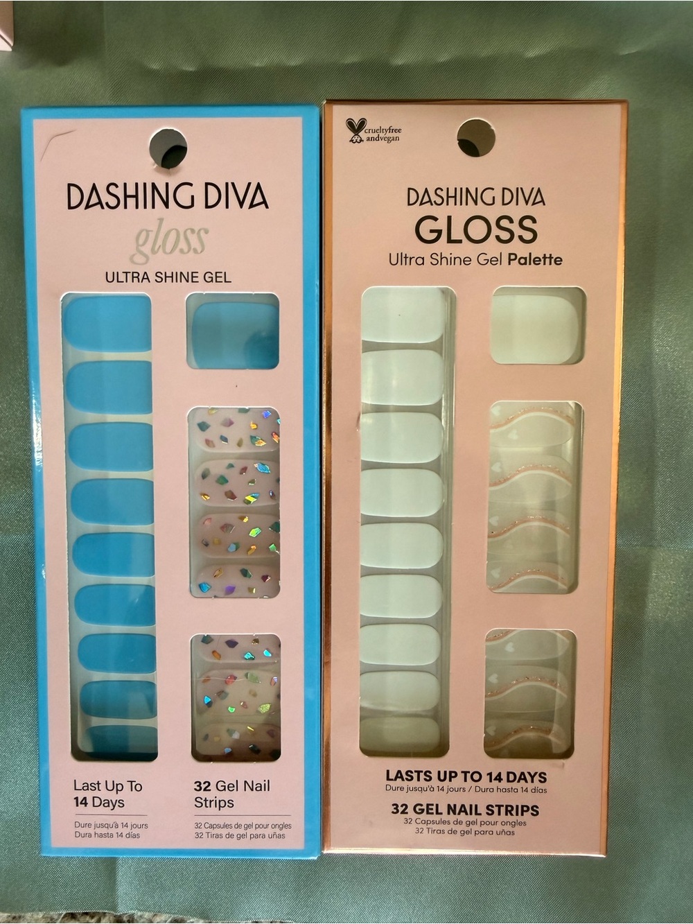 Dashing Diva Gloss Gel Nail Strips — Blue & Cream Duo NEW SEALED